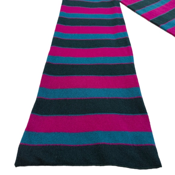 Hawico of Scotland Lambswool Striped Scarf 🇬🇧 – Magenta & Teal Double-Sided - Picture 6 of 13